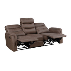 Metric Brown Double Reclining Sofa With Drop-down Cup Holders - Ornate Home