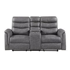 Metric Gray Double Glider Reclining Loveseat With Center Console - Ornate Home