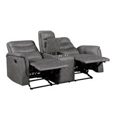 Metric Gray Double Glider Reclining Loveseat With Center Console - Ornate Home
