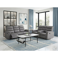 Metric Gray Double Glider Reclining Loveseat With Center Console - Ornate Home