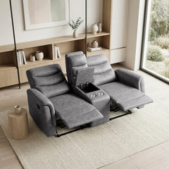 Metric Gray Double Glider Reclining Loveseat With Center Console - Ornate Home