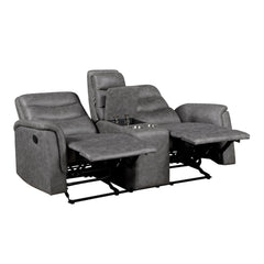Metric Gray Double Glider Reclining Loveseat With Center Console - Ornate Home