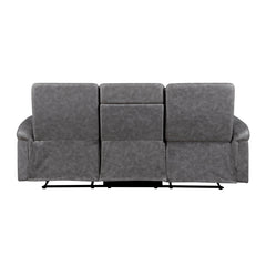 Metric Gray Double Reclining Sofa With Drop-down Cup Holders - Ornate Home