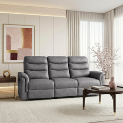 Metric Gray Double Reclining Sofa With Drop-down Cup Holders - Ornate Home