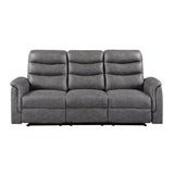Metric Gray Double Reclining Sofa With Drop-down Cup Holders - Ornate Home