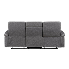 Metric Gray Double Reclining Sofa With Drop-down Cup Holders - Ornate Home