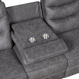Metric Gray Double Reclining Sofa With Drop-down Cup Holders - Ornate Home