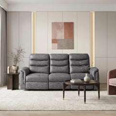 Metric Gray Double Reclining Sofa With Drop-down Cup Holders - Ornate Home
