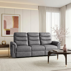Metric Gray Double Reclining Sofa With Drop-down Cup Holders - Ornate Home