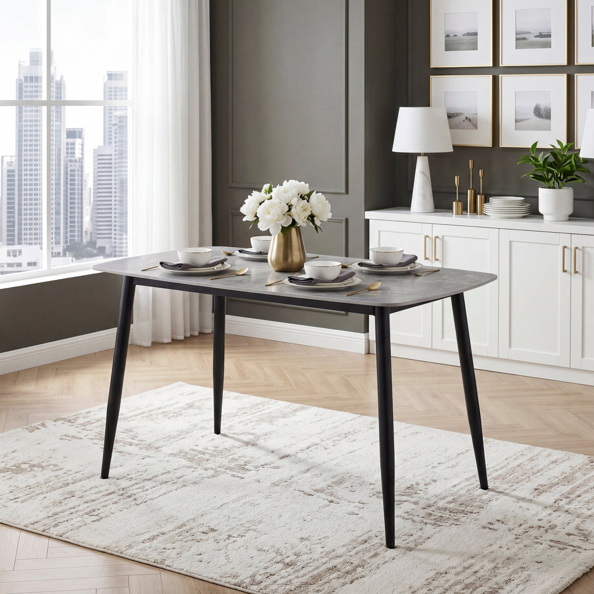 Metropolitan Black Dining Table Top - Ornate Home