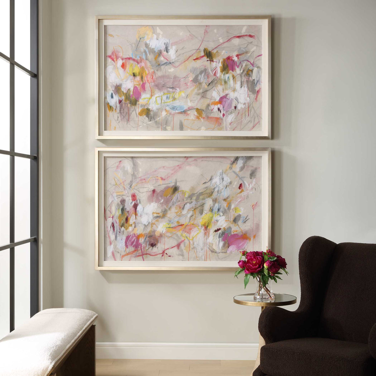 Metropolitan Rush Multicolor Abstract Prints (Set of 2) - Ornate Home