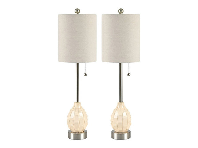 Meyer Cream/Silver Buffet Lamp (Set of 2) - Ornate Home