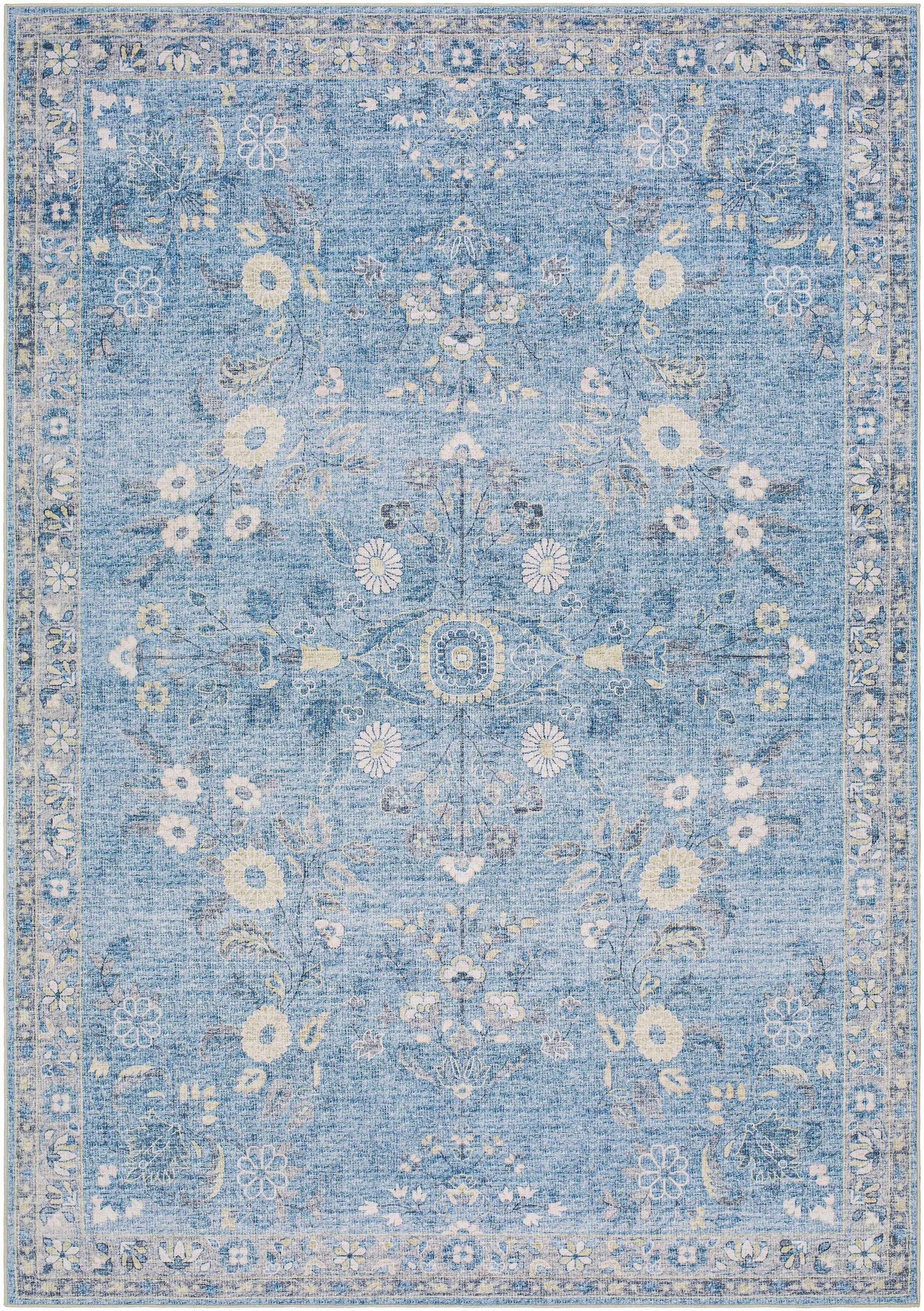 Meyly Blue Washable Area Rug - Ornate Home