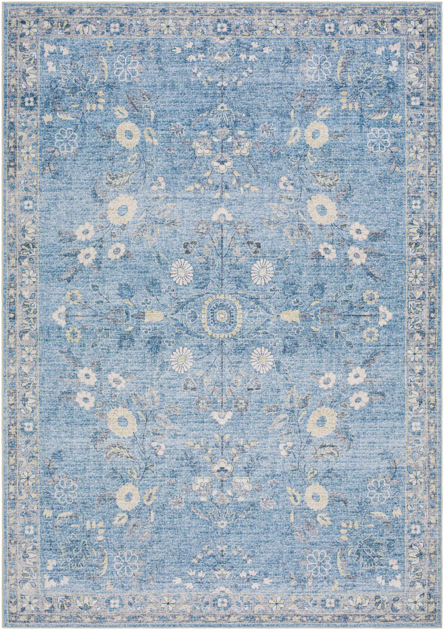 Meyly Blue Washable Area Rug - Ornate Home