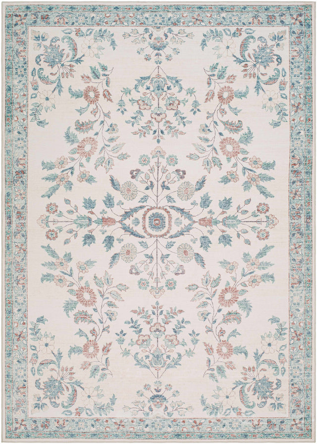 Meyly Pink & Green Washable Area Rug - Ornate Home