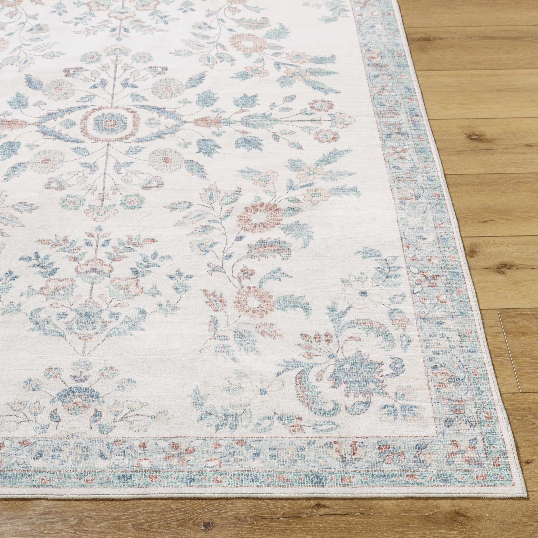 Meyly Pink & Green Washable Area Rug - Ornate Home