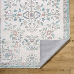 Meyly Pink & Green Washable Area Rug - Ornate Home