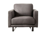 Mezzanotte Gray Real Italian Leather Chair - Ornate Home