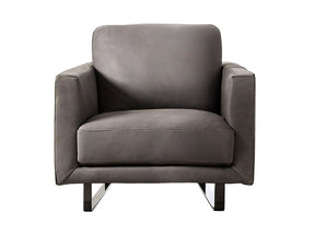 Mezzanotte Gray Real Italian Leather Chair - Ornate Home