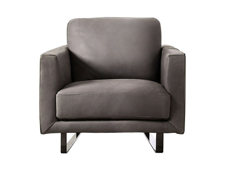 Mezzanotte Gray Real Italian Leather Chair - Ornate Home