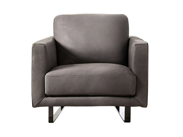 Mezzanotte Gray Real Italian Leather Chair - Ornate Home