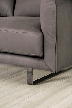 Mezzanotte Gray Real Italian Leather Living Room Set - Ornate Home