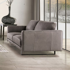 Mezzanotte Gray Real Italian Leather Living Room Set - Ornate Home