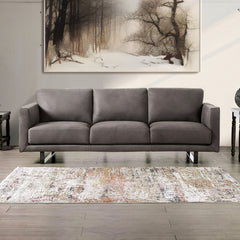 Mezzanotte Gray Real Italian Leather Living Room Set - Ornate Home