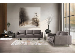 Mezzanotte Gray Real Italian Leather Living Room Set - Ornate Home