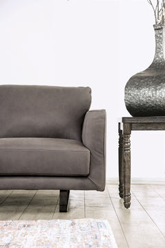 Mezzanotte Gray Real Italian Leather Loveseat - Ornate Home