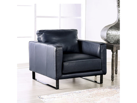 Mezzanotte Midnight Blue Real Italian Leather Chair - Ornate Home