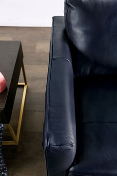 Mezzanotte Midnight Blue Real Italian Leather Sofa & Loveseat - Ornate Home