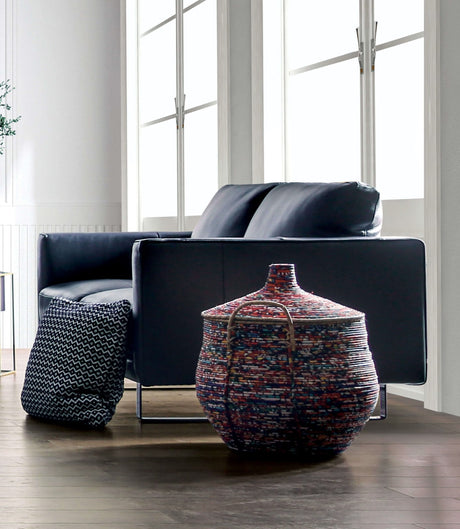 Mezzanotte Midnight Blue Real Italian Leather Sofa & Loveseat - Ornate Home