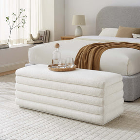 Mezzo Cloud Boucle Upholstered Storage Bench - Ornate Home