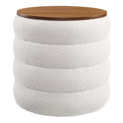 Mezzo Cloud Round Boucle Fabric Storage Ottoman - Ornate Home