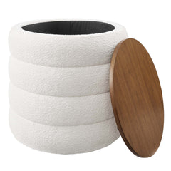 Mezzo Cloud Round Boucle Fabric Storage Ottoman - Ornate Home