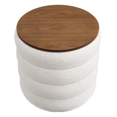 Mezzo Cloud Round Boucle Fabric Storage Ottoman - Ornate Home