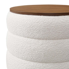 Mezzo Cloud Round Boucle Fabric Storage Ottoman - Ornate Home