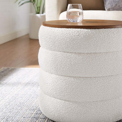 Mezzo Cloud Round Boucle Fabric Storage Ottoman - Ornate Home