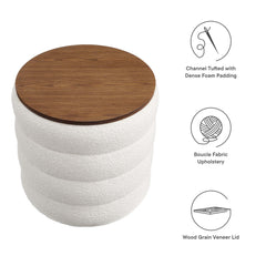 Mezzo Cloud Round Boucle Fabric Storage Ottoman - Ornate Home