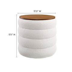 Mezzo Cloud Round Boucle Fabric Storage Ottoman - Ornate Home