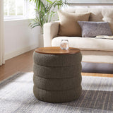 Mezzo Pebble Round Boucle Fabric Storage Ottoman - Ornate Home
