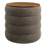 Mezzo Pebble Round Boucle Fabric Storage Ottoman - Ornate Home