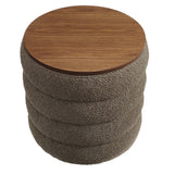 Mezzo Pebble Round Boucle Fabric Storage Ottoman - Ornate Home