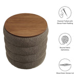 Mezzo Pebble Round Boucle Fabric Storage Ottoman - Ornate Home