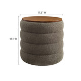 Mezzo Pebble Round Boucle Fabric Storage Ottoman - Ornate Home