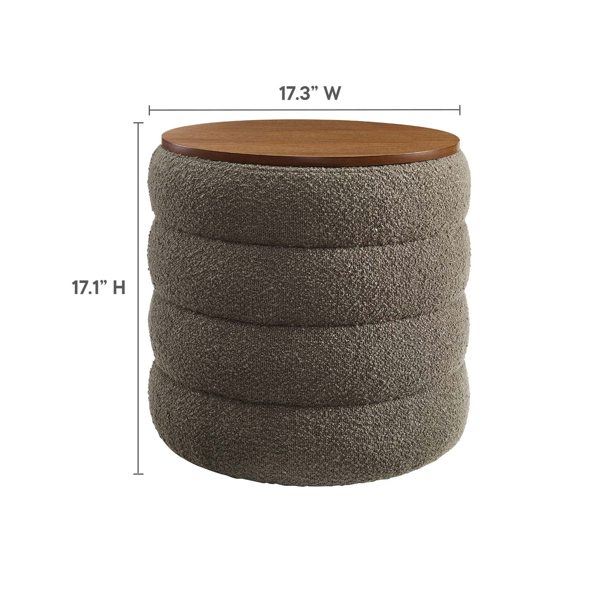 Mezzo Pebble Round Boucle Fabric Storage Ottoman - Ornate Home