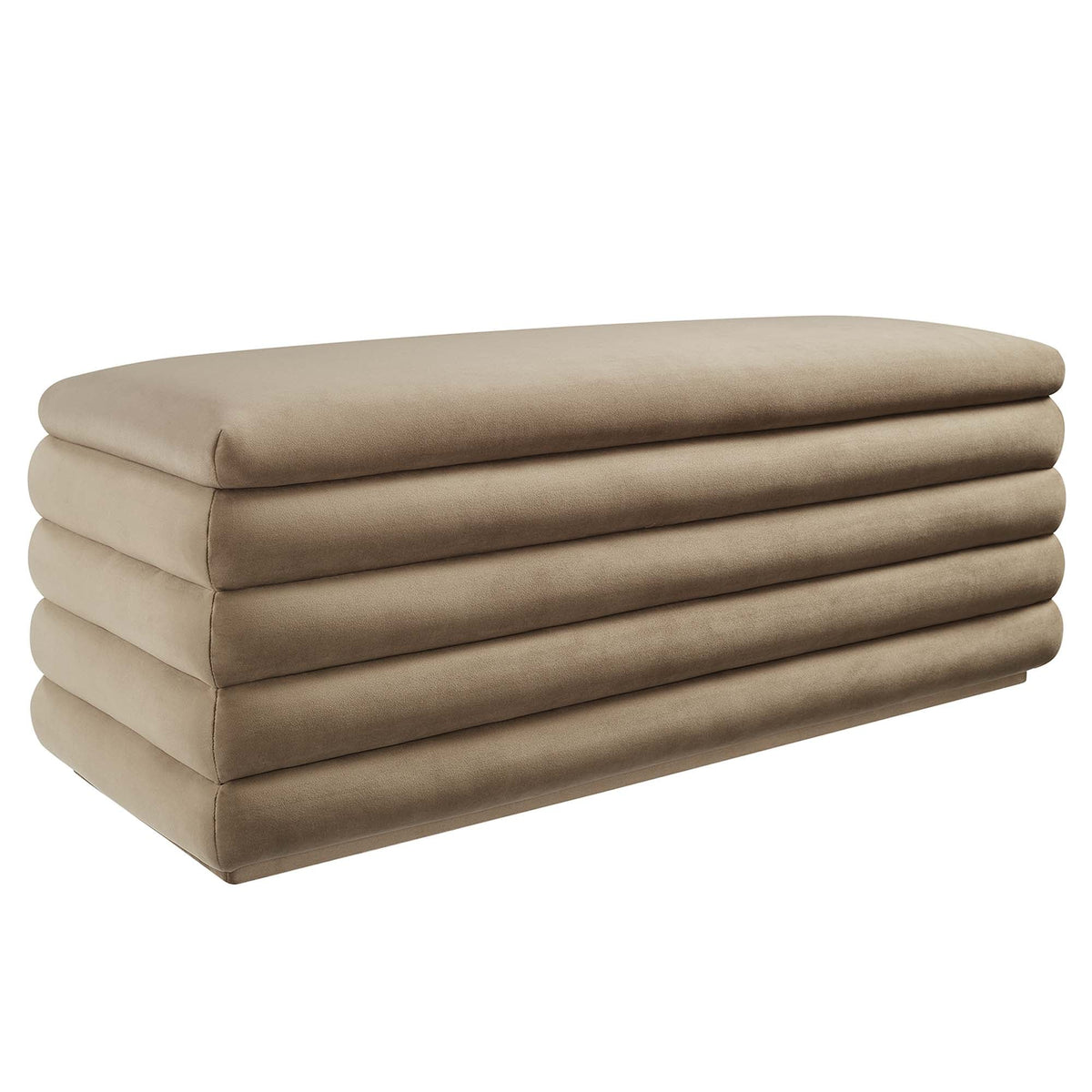 Mezzo Taupe Upholstered Performance Velvet Storage Bench - Ornate Home