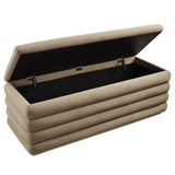 Mezzo Taupe Upholstered Performance Velvet Storage Bench - Ornate Home