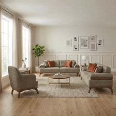 Mia Beige 4-pieces (2 Sofa & 2 Chair) Living Room Set - Ornate Home
